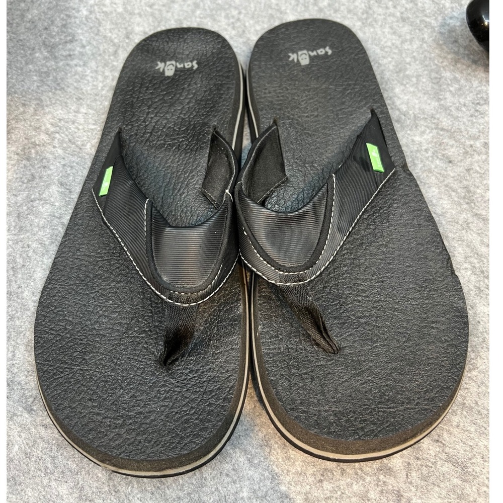 Sanuk Yoga‎ Mat Flip Flops Sandals Thong Comfort Cushion Black Mens Size 12